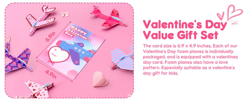 28 Pack Valentines Day Cards for Kids School with Foam Airplane, Valentines Day Gifts For Kids, Valentines Exchange Prize Gifts Cards Boys & Girl, Airplane Valentines Party Favors