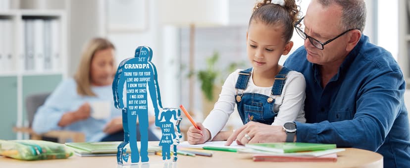 Grandpa Gift from Grandson Christmas Gifts for Granddad, Grandfather Birthday Gifts Idea from Grandson Best Grandpa Ever Gifts to My Grandpa Father's Day Gifts Acrylic Plaque Sign 5.1x3.2in