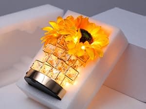 Sunflowers Flower Lamp,Rechargeable Cordless Touch Table Lamp,3-Colour Infinitely Dimming Small Night Light,Festival Restaurant Bedroom Bar Coffee Shop Birthday Gifts for Women Mom