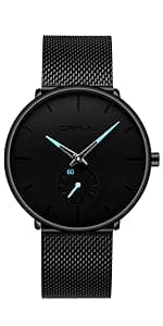 CRRJU Men's Fashion Stainless Steel Watches Date Waterproof Chronograph Wristwatches,Stainsteel Steel Band Waterproof Watch