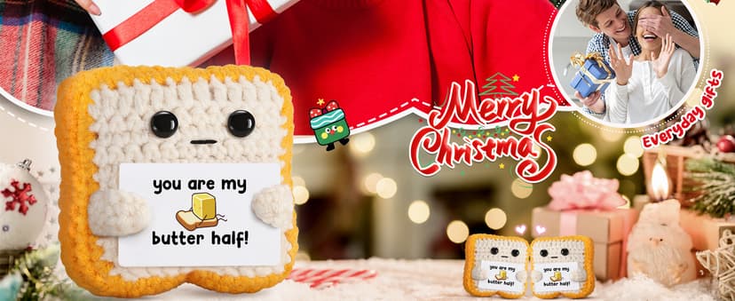 Gifts for Him Her Boyfriend Girlfriend Partner Loved One “You Are My Butter Half!” Crochet Toast – Cute Romantic Valentine’s Day, Anniversary, Birthday Gift for Couples Desk Decor & Christmas Gifts