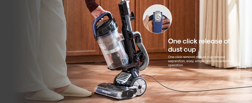 Eureka Upright Vacuum Cleaner for Carpet and Hard Floor,Powerful Vacuum with Dual Cyclone Suction,Swivel Steering,Anti-Tangle,Large Dust Cup,NEU612BL, Blue