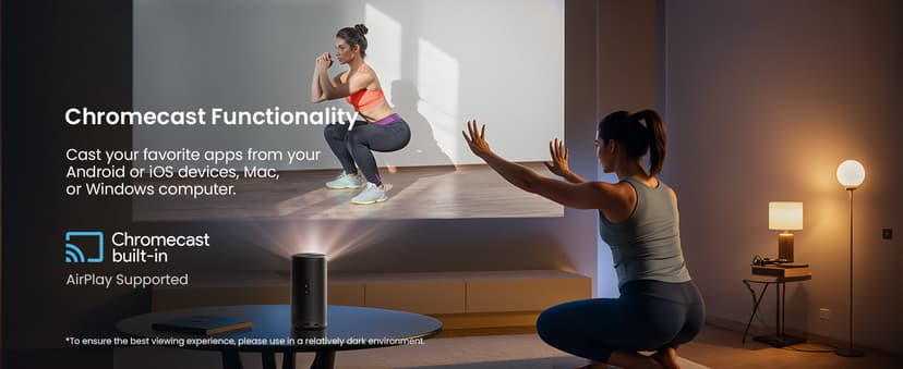 NEBULA Capsule 3 Laser Projector, Upgraded with Google TV and Official Netflix, Mini Smart TV Projector with Wi-Fi, Outdoor Portable Projector, Dolby Digital, 120-Inch Screen, 2.5H Built-In Battery