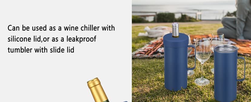 MAXSO Wine Chiller Bucket, Portable 750 ml Champagne & Wine Bottle Cooler Keep Wine & Beverages Cold, Stainless Steel Vacuum Insulated Wine Gifts for Wine Lovers - Black
