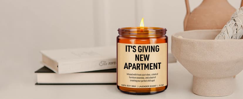 Funny Housewarming Candle, New Apartment Gifts, First Apartment, 1st Apt. Must Haves - Cute House Warming Gifts New Home for Men, Women, Couples - Closing Presents for Home Buyers - 9 oz
