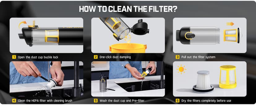 Fanttik Slim V8 APEX Car Vacuum, 4-in-1 Portable Mini Cordless Vacuum with 19000pa Suction Power, Type-C Charge, 2 Suction Modes, Handheld Vacuum for Small Jobs, Car, Office Desk, Keyboards (Black)