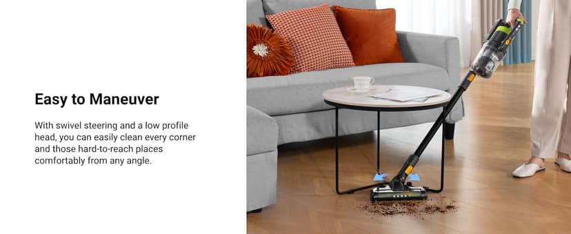 Eureka RapidClean Pro Cordless Vacuum Cleaner for Hard Floors, Lightweight Stick Vacuum LED Headlights, Convenient Stick and Handheld Vac, Green, NEC285GR