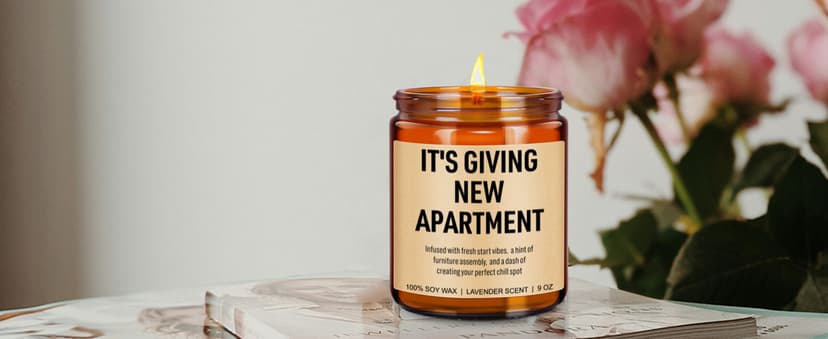 Funny Housewarming Candle, New Apartment Gifts, First Apartment, 1st Apt. Must Haves - Cute House Warming Gifts New Home for Men, Women, Couples - Closing Presents for Home Buyers - 9 oz