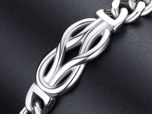 Bandmax Inifinity Love Knot Cuban Link Chain Bracelets for Men Stainless Steel/Black Mens Bracelet with Love Message Card Gift for Son Grandson Husband Father