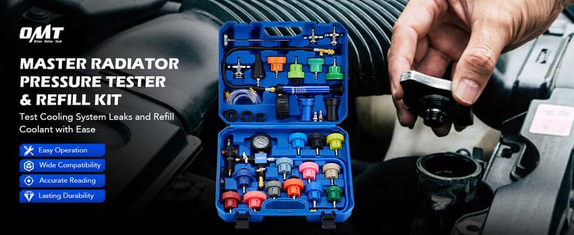 Orion Motor Tech Coolant Pressure Tester Kit, 31pc Master Coolant Vacuum Refill Kit with 23 Radiator Adapters, Radiator Cooling System Pressure Tester Kit with Vacuum Pump Vacuum Purge & Refill Tool