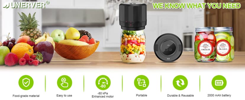 M11 Electric Mason Jar Vacuum Sealer Kit - with Wide and Regular Mouth Mason Lids, Jar Vacuum Sealer for Canning Jars, Vacuum Sealing Machine for Food Storage Black