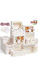 JOYIN 24PCS Christmas Cookie Boxes for Gift Giving, 8.75" x 5.75" x 2.75" Xmas Holiday Bakery Treat Boxes with Window, Kraft Cookie Tin Containers Box for Baked Goods, Cupcake, Pastry, Candy, Doughnut