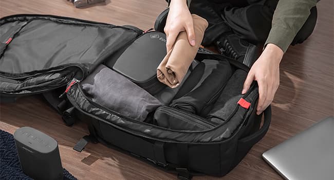 tomtoc Travel Backpack 40L, TSA Friendly Flight Approved Carry-on Luggage Hand Water-resistant Lightweight Business Rucksack, Durable Large Weekender Bag Daypack Fits 17.3 Inch Laptop, PFAS Free