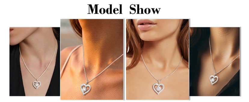 Moissanite Heart Necklaces for Women, 1-3 Carat Moissanite 925 Sterling Silver Necklace, Anniversary Present for Women, Birthday Gifts for Wife, Jewelry Gifts for Christmas, Valentine's Day