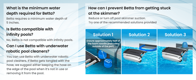 Betta SE Solar Powered Automatic Robotic Pool Surface Skimmer Cleaner with 24/7 Continuous Cleaning Battery Power and Re-Engineered Twin Salt Chlorine Tolerant Motors (Blue)