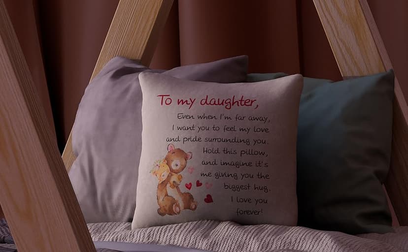 Daughter Gifts from Mom18x18 Throw Pillow Cover - Best Daughter Ever from Mom & Dad, Birthday Gifts for Daughters, to My Beloved, Decorative Pillow Case for Her, Special Occasion Keepsake