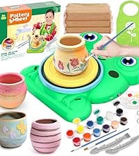 Pottery Wheel for Kids - Complete Pottery Painting Kit Arts and Crafts for Kids Ages 8-12 with 3 Pack Air Dry Clay Art Supplies Toys for Girls Boy Birthday Gift for 6 7 8 9 10 11 12+