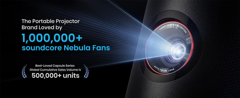 NEBULA Capsule 3 Laser Projector, Upgraded with Google TV and Official Netflix, Mini Smart TV Projector with Wi-Fi, Outdoor Portable Projector, Dolby Digital, 120-Inch Screen, 2.5H Built-In Battery