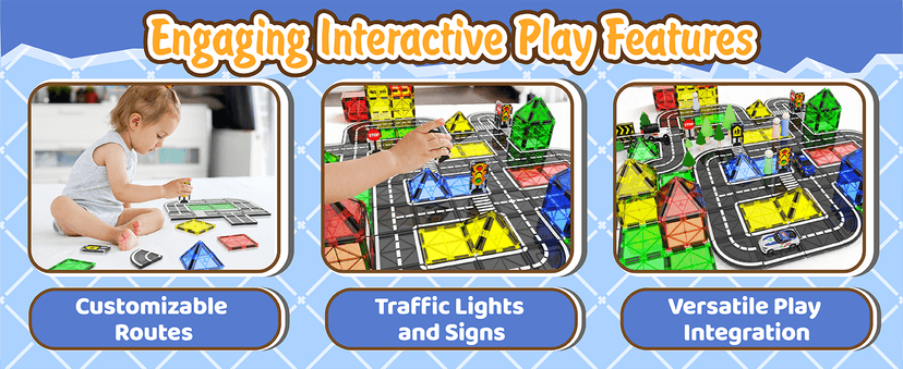 Magnetic Tiles - Road Set, Magnetic Building Blocks, Preschool Montessori Toys Gift for 3+ Year Old Boys and Girls, Sensory Christmas Toys for Kids Aged 3-5 and 4-8, Ideas for Toddler with Autism