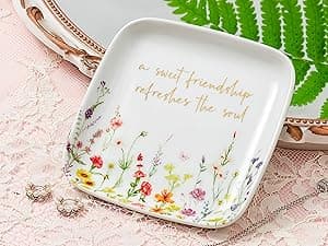 Crisky Jewelry Ring Dish for Women Christian Gifts Trinket Tray Inspirational Friendship Gifts for Friend Birthday Jewelry Tray for Her Sisters Besties Verse: Sweet Friendship –Proverbs 27:9