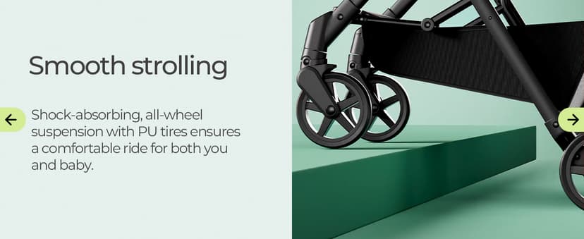 Mompush Lithe V2 Lightweight Travel Stroller, Compact Foldable Baby Stroller with Travel Bag, One-Hand Fold Stroller, Snack Tray, Mechanical Recline Seat, Airplane-Ready, Organizer & Rain Cover