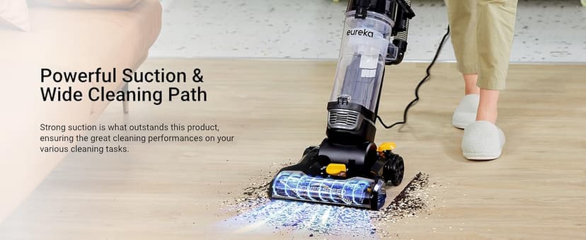 EUREKA PowerSpeed Lightweight Powerful Upright Vacuum Cleaner for Carpet and Hard Floor, Pet Turbo, Black,Yellow