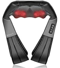 Nekteck Shiatsu Neck Massager for Pain Relief Deep Tissue with Heat, 3D Kneading Massage Pillow Back Shoulder Massagerfor Body Muscle, Plug-in Use for Home Office Car, Gifts for Mom Dad Him Her