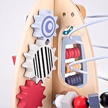 Wdmiya Space Wooden Activity Cube Toys for Baby, Montessoritoys for 1 Year Old Boy & Girl Birthday Gifts, Sensory and Educational 1st Birthday Gifts, Busy Board Toys for Baby Boy 6-18 Months (Rocket)