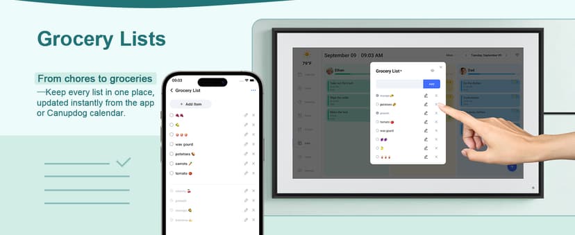 Canupdog 15.6 Inch Digital Calendar Wall Planner 2025-2026 – HD Touchscreen Smart Photo Display for Family Schedules, 32GB Electronic Calendar Chore Chart + To-do List, Christmas Gifts for Women Mom
