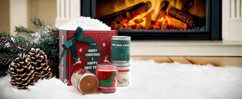 Christmas Candles - Christmas Gifts for Women & Men, 4 Pack Natural Soy Wax with Holiday Scents, Perfect for Christmas, New Year, and Winter Décor