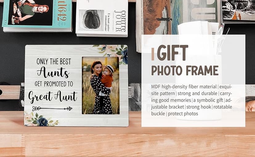 FONDCANYON Aunt Picture Frame, Only the Best Aunts Get Promoted to Great Aunt Picture Photo Frame, Pregnancy Announcements, Pregnancy Announcements for Family, 4x6 Picture Frame