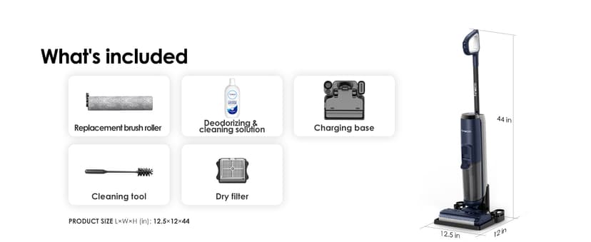 Tineco Floor ONE S5 Smart Cordless Wet Dry Vacuum Cleaner and Mop for Hard Floors, Digital Display, Long Run Time, Great for Sticky Messes and Pet Hair, Space-Saving Design, Blue