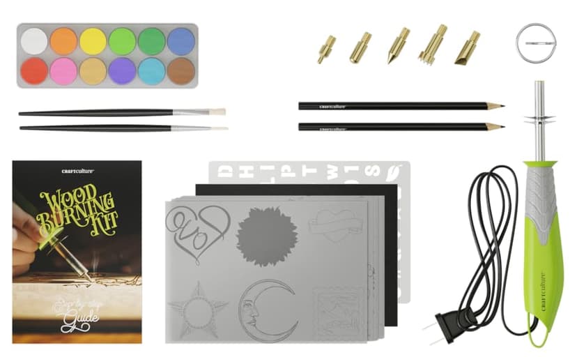 Craft Culture Beginners Wood Burning Kit for Kids, Teenage Boys & Girls - Christmas Gifts for Boy & Girl - Craft Projects Birthday Gift Idea for Children Teen Woodburning DIY Hobby Kits Art Activities