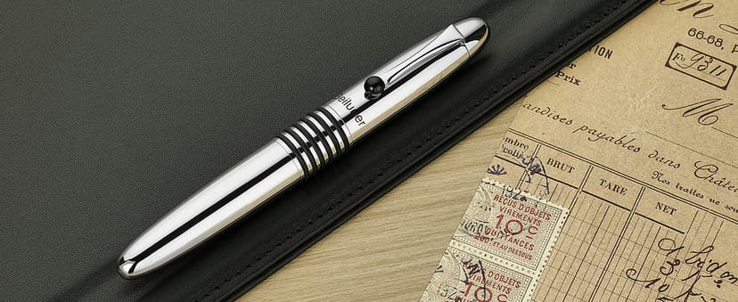 BEILUNER 320 Silver Chrome Rollerball - Stunning Luxury Pen with Chrome Finish, EDC, Heavy, Schmidt Black Ink Refill, Best Gift Set for Men & Women, Professional, Executive Office, Nice Classic Pens