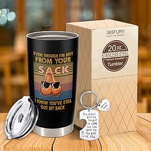 Bonus Dad Gifts - Step Dad Gifts From Daughter, Son, Kids - 20 Oz Tumbler & Keychain Funny Stepdad Gift - Christmas Father Day, Birthday Gift For Stepdad - Best Bonus Father Travel Coffee Mug
