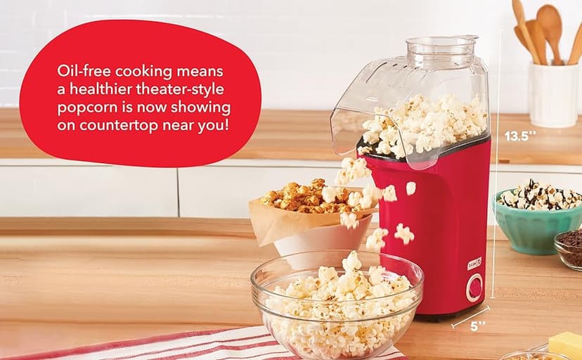DASH Hot Air Popcorn Popper Maker with Measuring Cup to Portion Popping Corn Kernels + Melt Butter, 16 Cups - Aqua