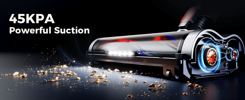 Cordless Vacuum Cleaner, 550W/45Kpa/60Mins Stick Vacuum, Anti-Tangle Vacuum Cleaners for Home with Self-Standing, LDE Display, 8-in-1 Wireless Vacuum for Carpet Pet Hair Hardfloor