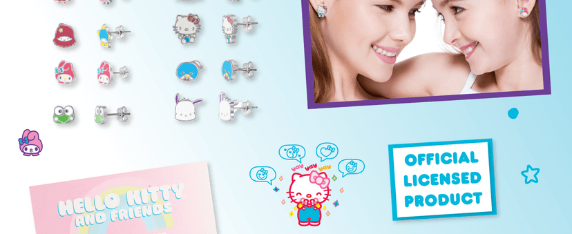Sanrio Hello Kitty Stud Earrings Pack of 12 Pairs - Official License Hello Kitty and Friends Earrings