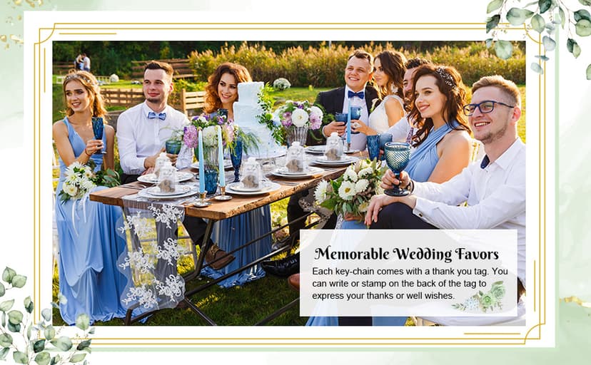 Wedding Favors for Guests Wood Heart Puzzle Keychains Thank You Cards Gift Bag Bridal Shower Souvenir Gifts(50 Sets)