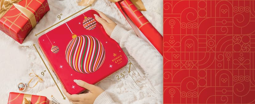 Christmas Chocolate Gift Basket– Holiday Ornament Gift Box with Assorted Christmas Candy – Holiday Food Gift Idea for Men, Women, Family, Corporate- Bonnie & Pop