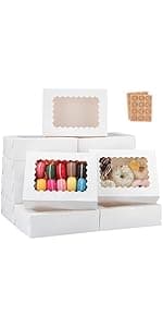 24 Sets Christmas Cookie Boxes with Window Treat and Pastry 9x6x3 Inches Gold Bakery Boxes Container for Gift Giving Christmas Chocolate Covered Strawberries,Donut,Mini Cake Packaging Boxes