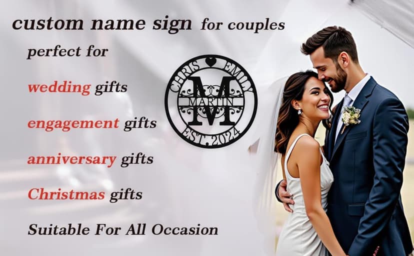 Custom Metal Signs | Personalized Monogram Name Sign | Wedding Gifts for Couples 2025 | Outdoor Wall Art for Family Name | Anniversary Wedding Gifts for Women, Wife, Parents, couple