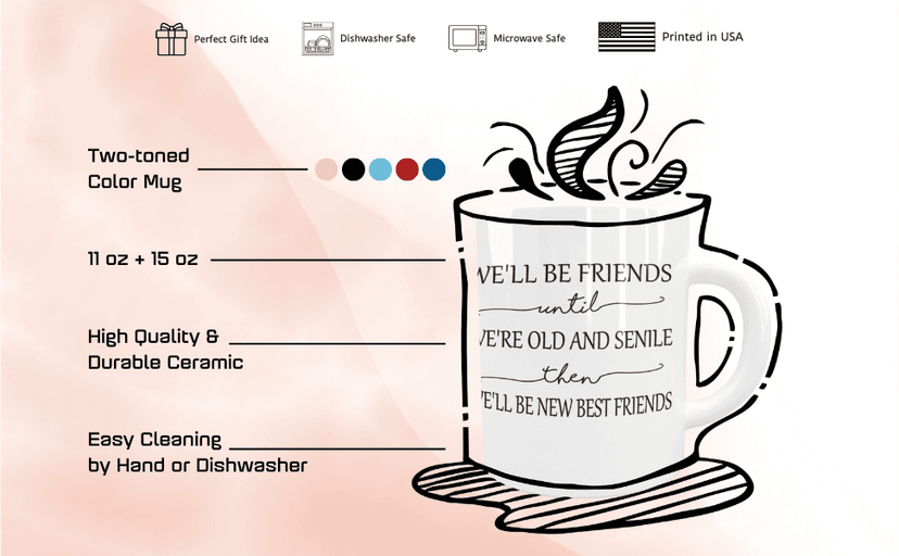 Gossby Gossby Personalized Best Friend Coffee Mug - Custom Gift for Female Best Friend with Design, Name - Christmas, Birthday, Friendship Besties Gift for Women - You're My People - 3 BFFs