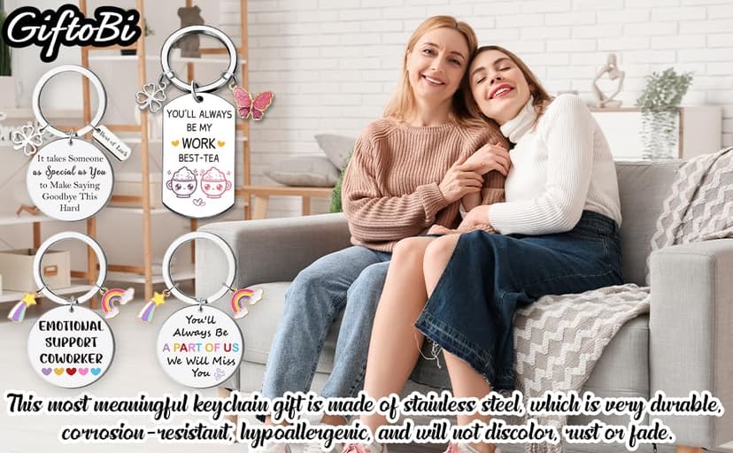 Coworker Leaving Gifts for Women - Funny Friendship Thank You Work Bestie Keychain Present for Friend Colleague Christmas