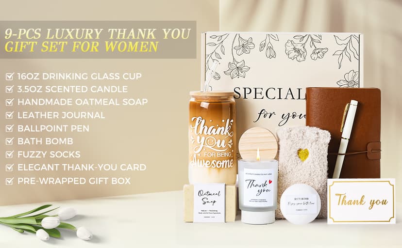 Thank You Gifts for Women, Employee Appreciation Gifts, Thank You Gift Basket Appreciation Gift for Women, Coworkers, Teacher, Nurse, Friends, Mom, Her, Boss