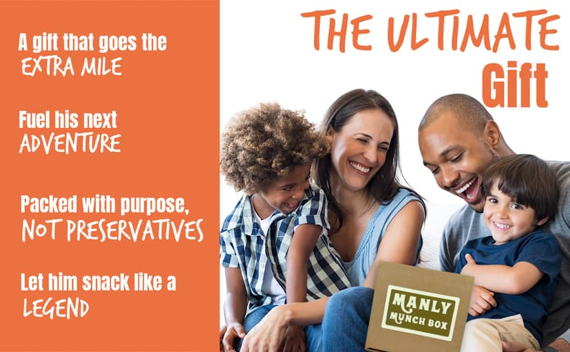 Manly Munch Box Jerky Gift Box, Curated Assortment of High Protein Snacks, Beef & Turkey Jerky Variety Pack Gift Set, Exotic Meat Gift for Men & Women