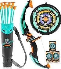 JOYIN Kids Bow and Arrow Set, LED Light Up Archery Toy Set with 9 Suction Cup Arrows, Target & Arrow Case, Indoor and Outdoor Hunting Play Gift Toys for Kids, Boys & Girls Ages 6-12