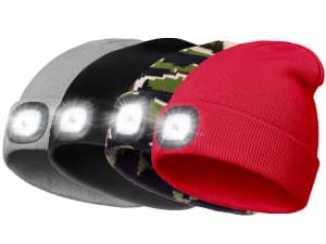 Christmas Stocking Stuffers for Men Adults, Beanie Hats with Light, USB Rechargeable LED Hand Free Headlamp, Birthday Gifts for Men, Women, and Teens, Ideal for Camping, Hiking, Red