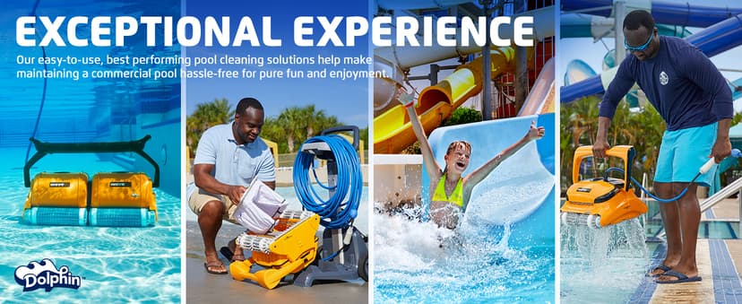 Dolphin Wave 60 Automatic Robotic Pool Vacuum Cleaner Includes Caddy, Wall Climbing Scrubber Brush, Top Load Filters, Ideal for Commercial Pools up to 50 FT in Length