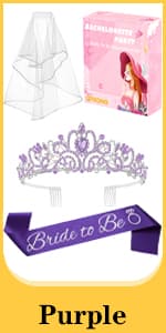 JETKONG 3 Pcs Bachelorette Party Decorations Bridal Shower Crown, Bride to Be Sash&Veil for Women Bachelorette Party Gifts, Bachelorette Party Supplies, Gifts, Favors (Rose Gold)